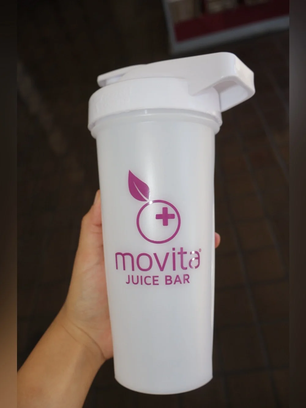 New plastic protein perfect shaker bottle from Movita Juice Bar